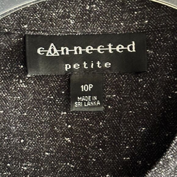 Connected Petite Blk Belted Shift Dress 10P Button Front Work to Evening Dress - Picture 7 of 9